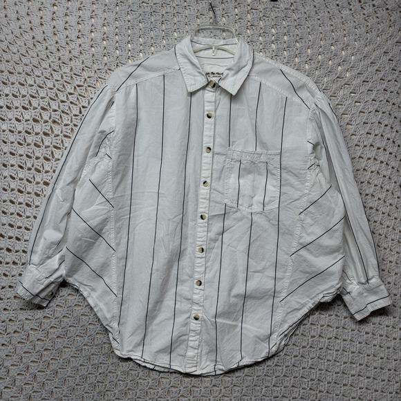 We The Free Tops - Free People We The Free Women Blouse M Oversize White Striped Button Up Cotton